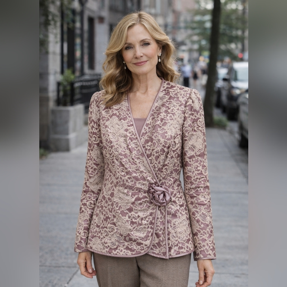 Jessica McClintock Bridal Mother of the Bride lace double breasted jacket size M